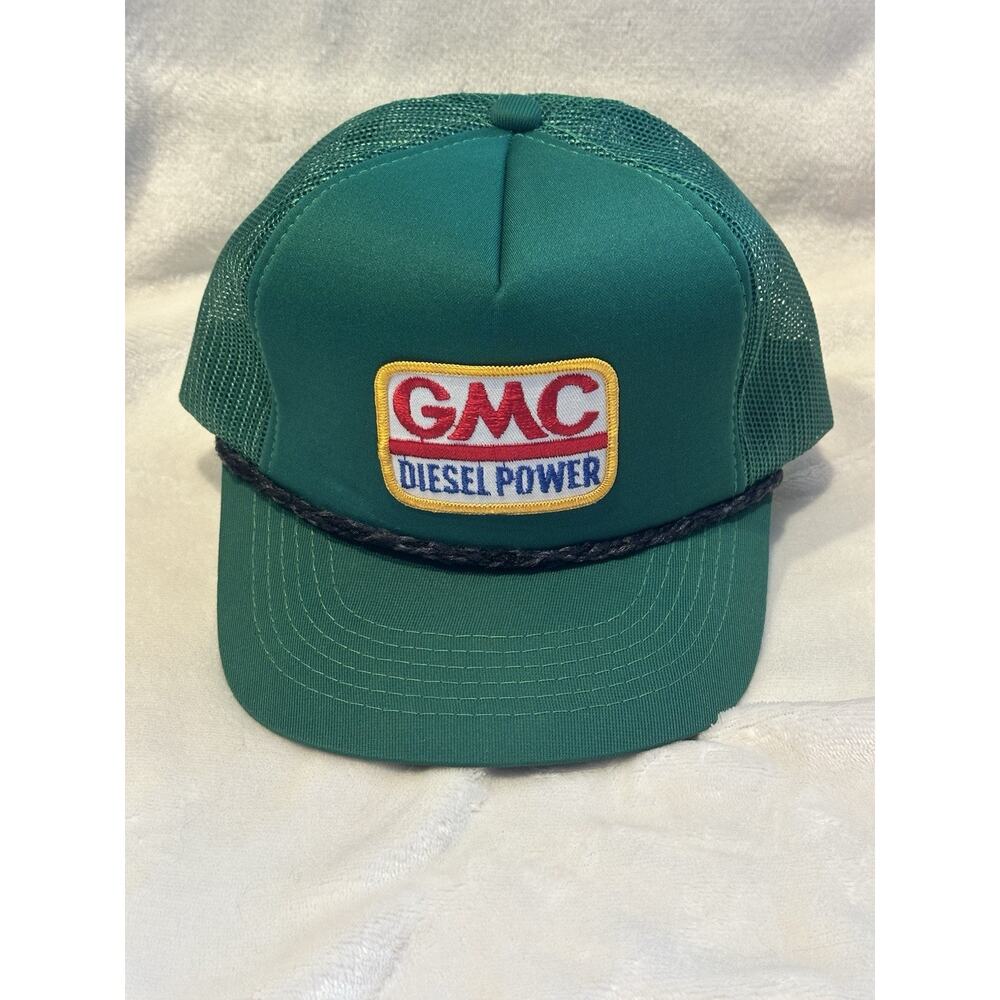 GMC Diesel Power Truck Patch YA Snapback Trucker Mesh Hat Green Vintage 1970's